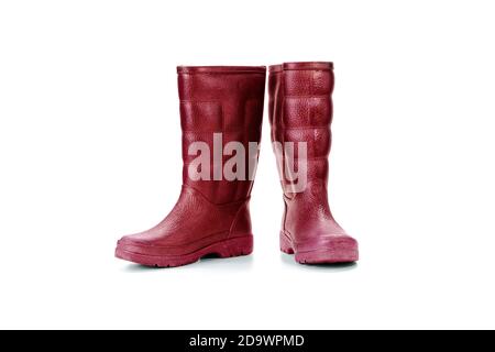 Rubber boots waterproof isolated on white background. Stock Photo