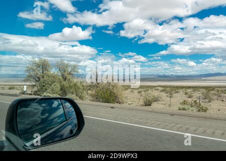 View from the window of a speeding car. Stock Photo