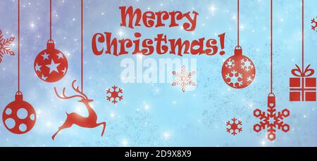 Christmas background with bokeh, snowflakes and holiday symbols Stock Photo