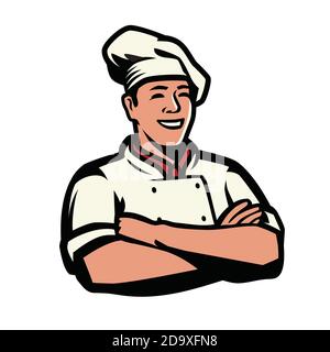 Chef in hat symbol. Cooking, restaurant concept vector illustration Stock Vector