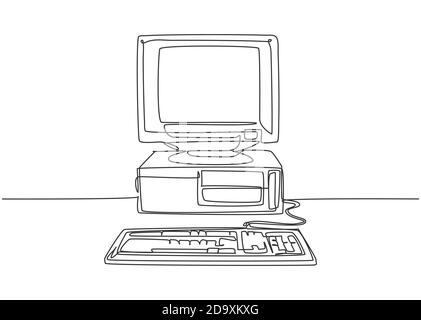 One continuous line drawing of cpu computer and printer for small office  appliance. Electricity home business equipment template concept. Trendy  single line draw design vector graphic illustration 3510987 Vector Art at  Vecteezy