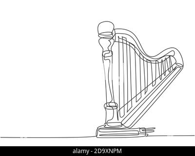 Stringed musical instruments, harp. Design layout for banners ...