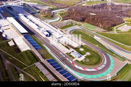 Europe Hungary Mogyorod Hungaroring. Official Forma 1 race track Covid-19 nobody empty. Coronavirus Stock Photo