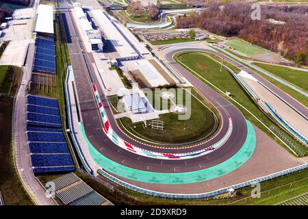 Europe Hungary Mogyorod Hungaroring. Official Forma 1 race track Covid-19 nobody empty. Coronavirus Stock Photo