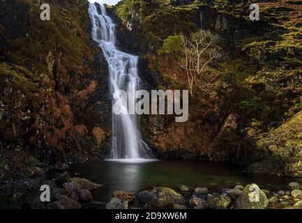 Whorneyside Force, Great Langdale, Lake District, taken under moonlight using a 15 minute exposure. Stock Photo