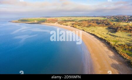 Aerial view of Gullane beach and bents in East Lothian, Scotland UK Stock Photo