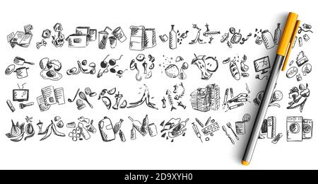 Trash doodle set Stock Vector