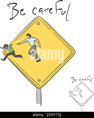 school area sign with creative design vector illustration sketch doodle hand drawn isolated on white background. Safety concept. Stock Vector