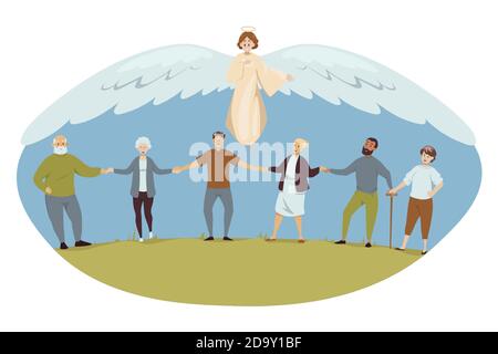 Protection, health, care, support, religion, christianity concept Stock Vector