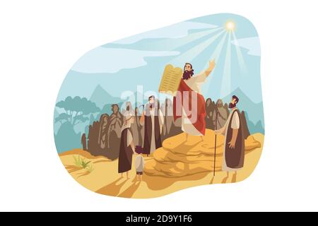 Moses with Gods tablets, Bible concept Stock Vector