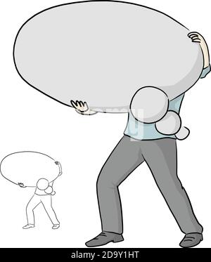 businessman holding blank thinking balloon speech vector illustration sketch doodle hand drawn isolated on white background. Copy space. Stock Vector