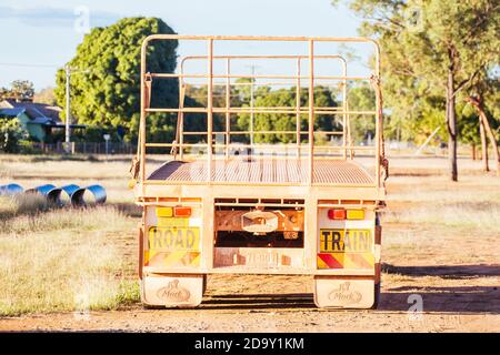 Australian Road Train in Mt Surprise Stock Photo