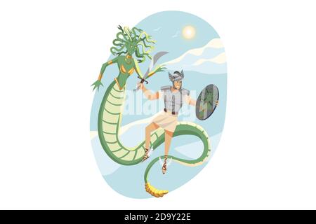 Mythology, Greece, Olympus, legend, religion concept. Stock Vector