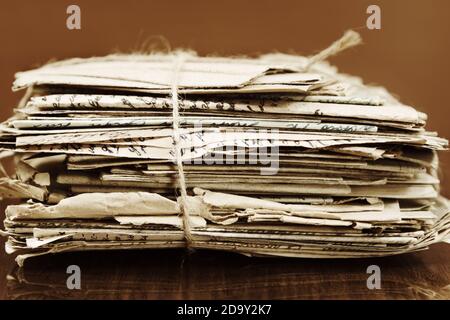Bunch of the old paper letters Stock Photo