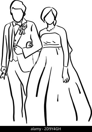 Single one line drawing loving married couple kissing and hugging. Young  romantic couple lovers kissing. Happy man and woman prepare for wedding  party. Continuous line draw design graphic vector 8721554 Vector Art