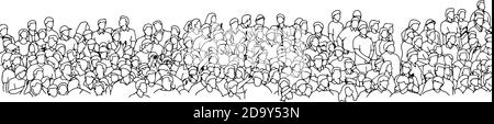 people on stadium vector illustration sketch doodle hand drawn with black lines isolated on white background Stock Vector