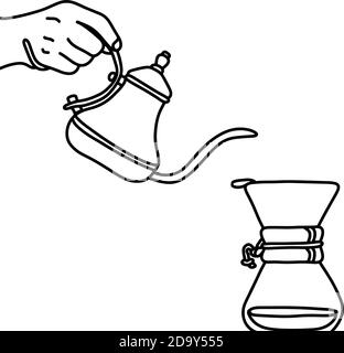 Hand Holding Teapot Pouring Tea Into Cup Illustration Vector Hand Drawn 