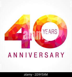 40 th anniversary numbers. 40 years old coloured congrats. Cute 3D congratulation  concept. Isolated abstract graphic design template. Red digits. Up t Stock  Vector Image & Art - Alamy