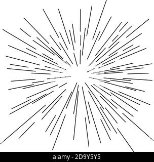speed lines from center vector illustration sketch doodle hand drawn with black lines isolated on white background Stock Vector