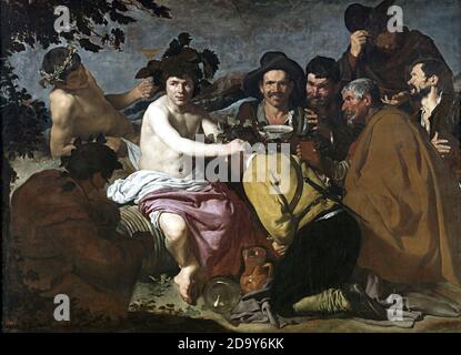 Title: Triumph of Bacchus Creator: Diego Rodriguez de Silva y Velazquez Date: 1628  Medium: Oil on canvas Dimension: 165 x 225cm Location: Prado, Madrid Stock Photo