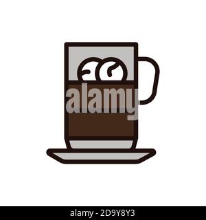 Iced coffee color line icon. Isolated vector element. Stock Vector