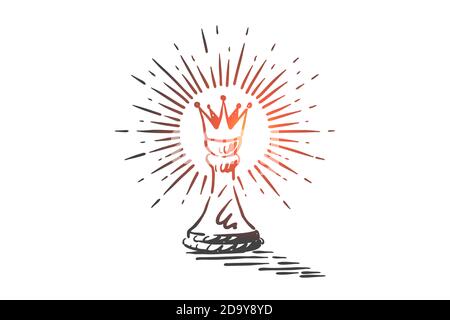 Success, promotion and self confidence concept sketch. Hand drawn isolated vector Stock Vector