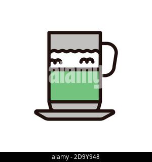 Matcha color line icon. Isolated vector element. Stock Vector