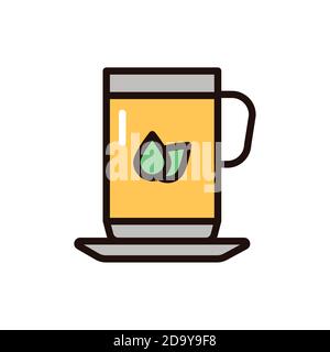 Green tea color line icon. Isolated vector element. Stock Vector