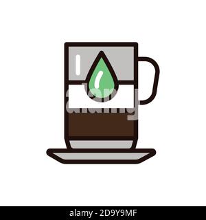 Vegetable milk coffee color line icon. Isolated vector element. Stock Vector