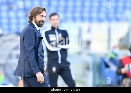 Rome, Italy. 08th Nov, 2020. Andrea Pirlo manager of Juventus FC during the Serie A match between Lazio and Juventus at Stadio Olimpico, Rome, Italy on 8 November 2020. Credit: Giuseppe Maffia/Alamy Live News Stock Photo