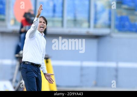 Rome, Italy. 08th Nov, 2020. Simone Inzaghi manager of SS Lazio gestures during the Serie A match between Lazio and Juventus at Stadio Olimpico, Rome, Italy on 8 November 2020. Credit: Giuseppe Maffia/Alamy Live News Stock Photo