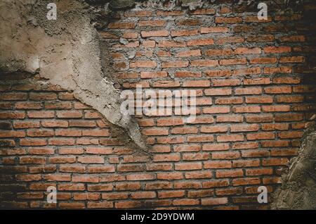 Brick, block, orange and mortar wall  as texture background. Stock Photo