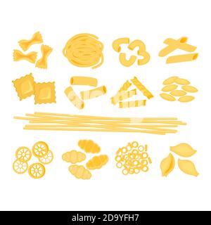 Big set with the different types of italian pasta vector illustration Stock Vector