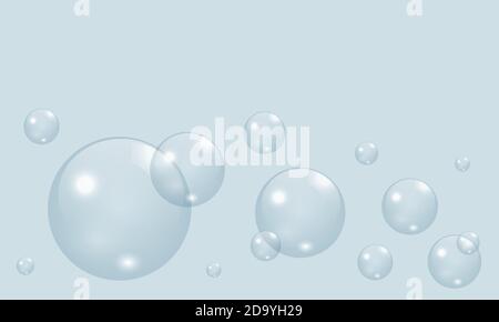 Soap Water Bubbles Set. Vector illustration. Stock Vector
