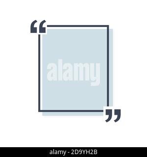 Vector template blank rectangle quote. Speech box with bracket. Empty frame for messages. Business card template information text message. Quote text Stock Vector