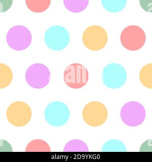 Polka dot seamless simple pattern with colore circles Stock Vector