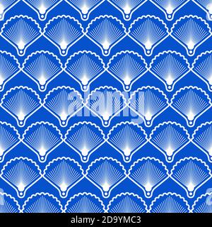 Elegant seamless pattern in art deco style. Background with shells for wallpaper Stock Vector
