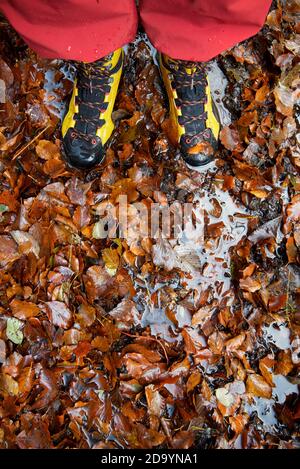 Close-up of a pair hiking boots. Stock Photo