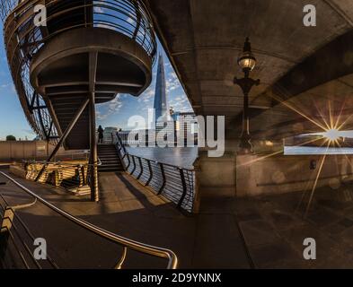 The view of the South Bank in London from the North Bank. Stock Photo