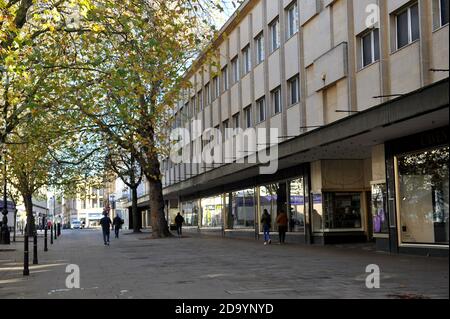 Promenade, Cheltenham. Lockdown Two leaves the streets of Cheltenham, Gloucestershire quiet with shops and restaurants closed for business Stock Photo