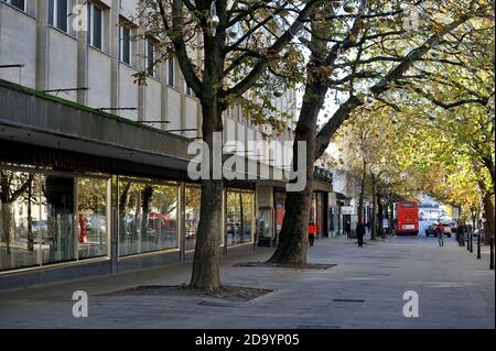 Promenade, Cheltenham. Lockdown Two leaves the streets of Cheltenham, Gloucestershire quiet with shops and restaurants closed for business Stock Photo