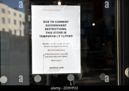 Cheltenham High Street. Lockdown Two leaves the streets of Cheltenham, Gloucestershire quiet with shops and restaurants closed for business Stock Photo