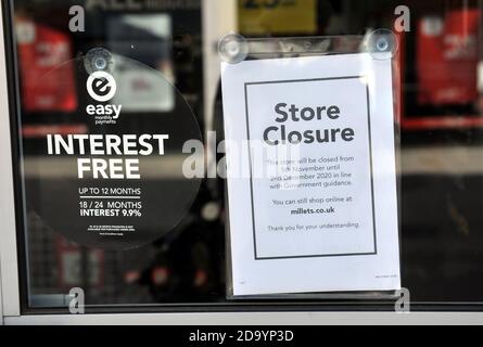 Cheltenham High Street. Lockdown Two leaves the streets of Cheltenham, Gloucestershire quiet with shops and restaurants closed for business Stock Photo