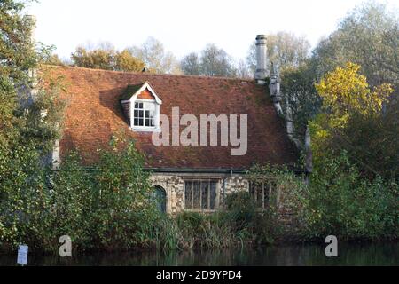 Bourne Mill, Colchester, Essex, a former water mill now owned by the National Trust. Stock Photo