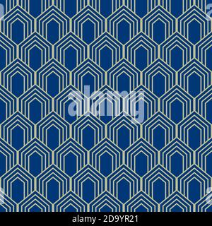 Line seamless pattern in art deco style. Geometric art deco background Stock Vector