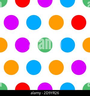 Polka dot seamless simple pattern with colore circles Stock Vector