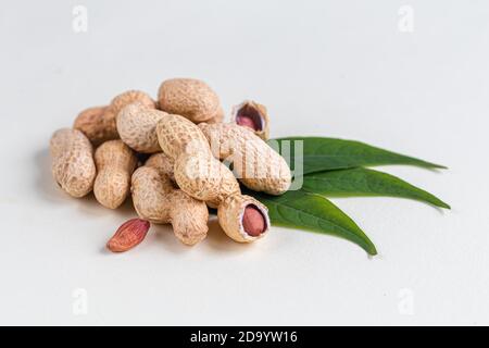 Peanuts Contains Beneficial Vitamins And Minerals On A Gray Background Copy Space Stock Photo Alamy