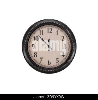 Round clock with arrows isolated on white background Stock Photo