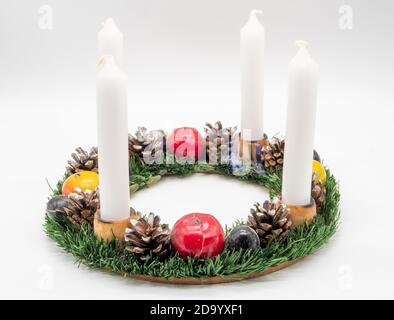Christmas wreath isolated on white background Stock Photo