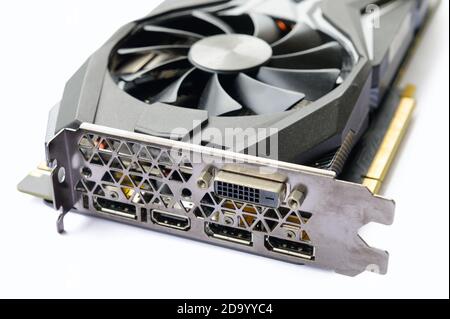 High performance graphics card connectors on white background Stock Photo